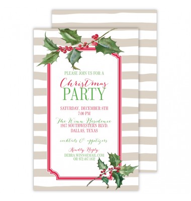 Christmas Invitations, Holly, Roseanne Beck